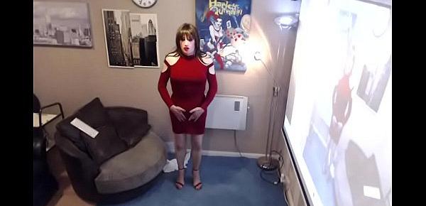  woman in red in a sexy mood
